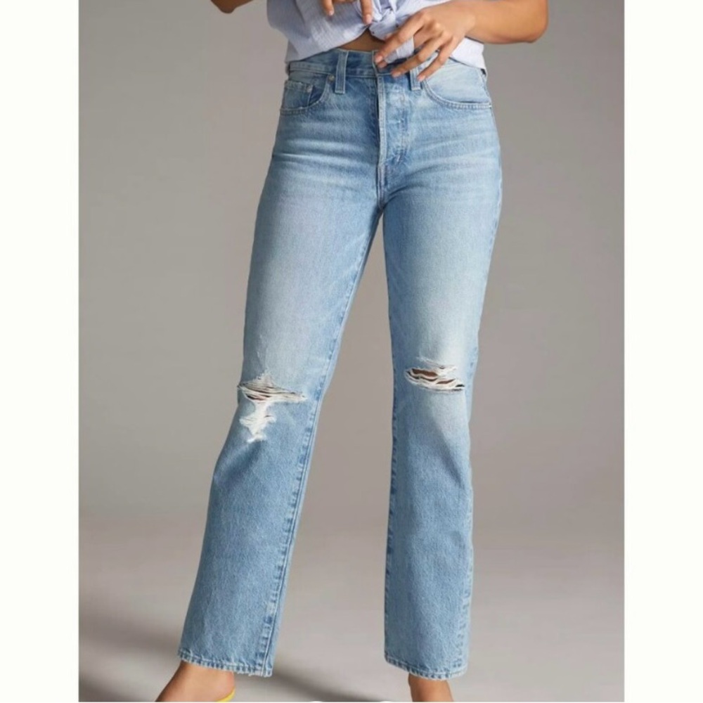Edwin Kali Ankle Vintage Straight Distressed Denim Jeans Sz 26